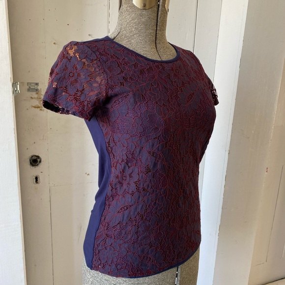 Truly Poppy Stitch Fix Lace Overlay Top Blouse - Picture 5 of 14